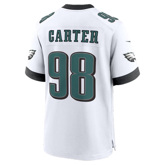 P.Eagles #98 Jalen Carter White Game Jersey RONA