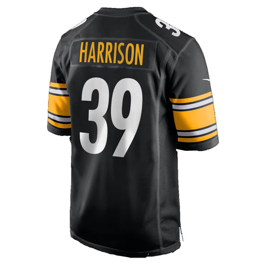 P.Steelers #39 Malik Harrison Black Team Game Stitched Football Jerseys
