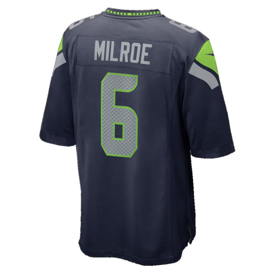 S.Seahawks #6 Jalen Milroe College Navy Team Game Jersey RONA