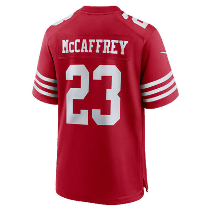 SF.49ers #23 Christian McCaffrey Scarlet 80th Anniversary Game Stitched Football Jerseys