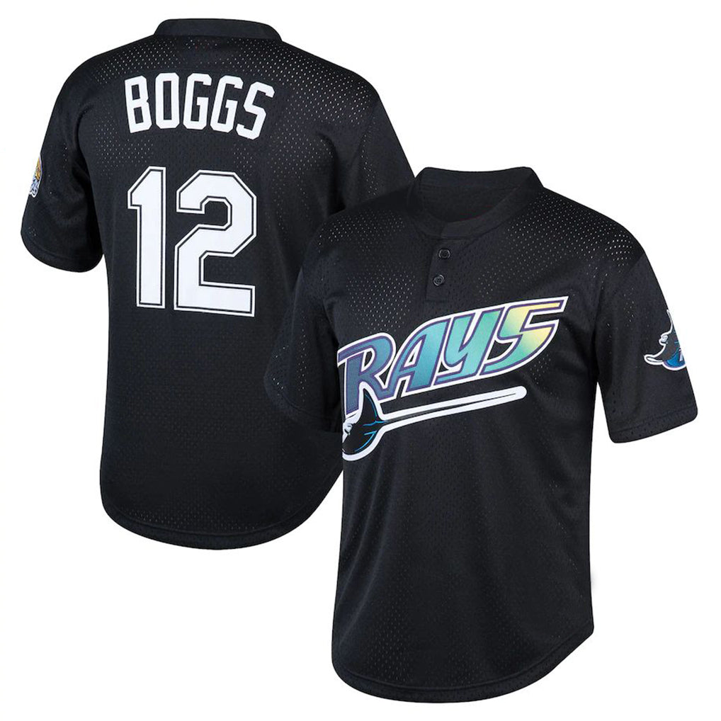 Tampa Bay Rays #12 Wade Boggs Player Black Mitchell & Ness Cooperstown Collection Mesh Batting Practice Stitched Baseball Jerseys
