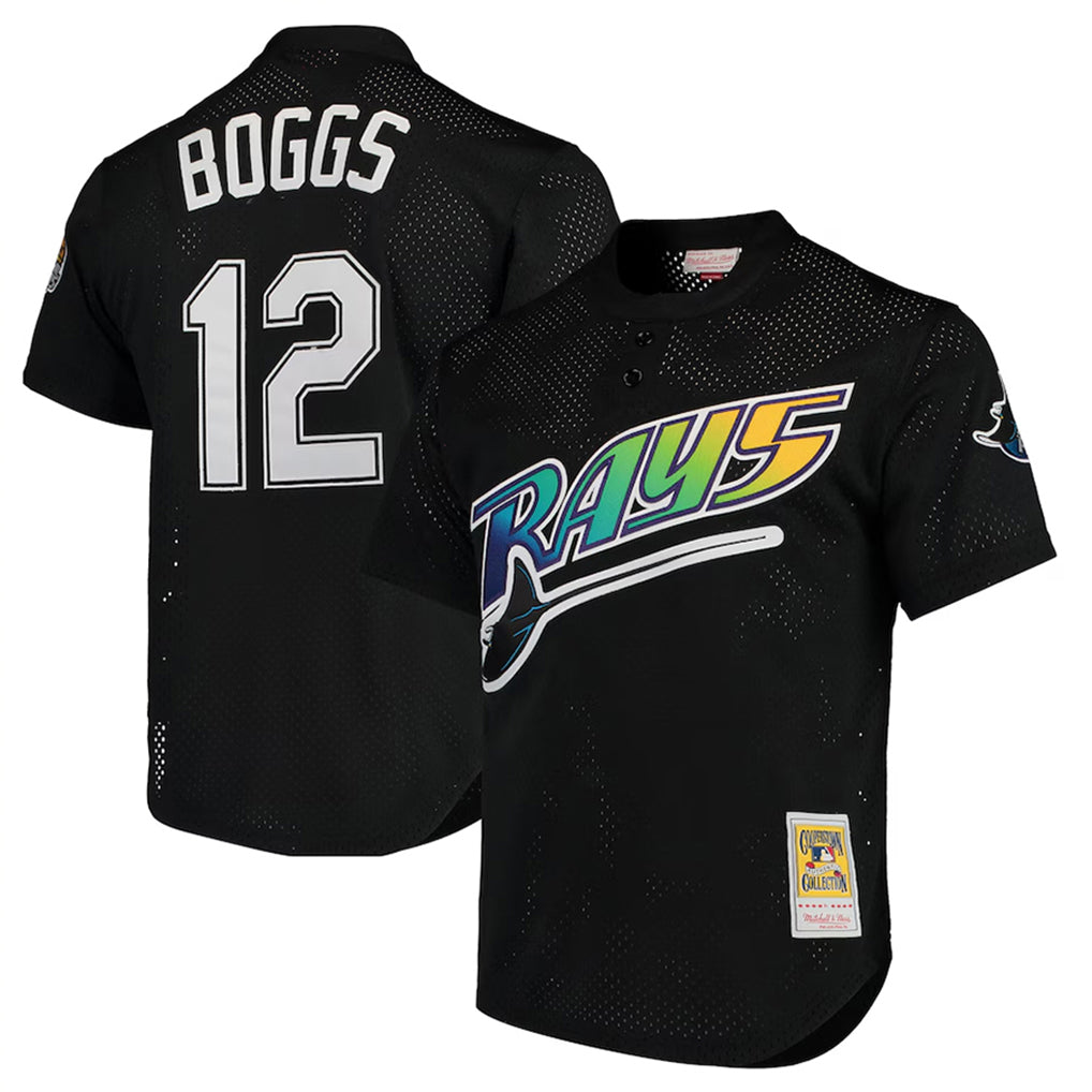 Tampa Bay Rays #12 Wade Boggs Player Black Mitchell & Ness Cooperstown Replica Stitched Baseball Jerseys