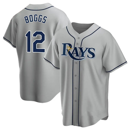 Tampa Bay Rays #12 Wade Boggs Player Gray Home Game Stitched Baseball Jerseys