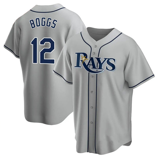 Tampa Bay Rays #12 Wade Boggs Player Gray Home Game Stitched Baseball Jerseys