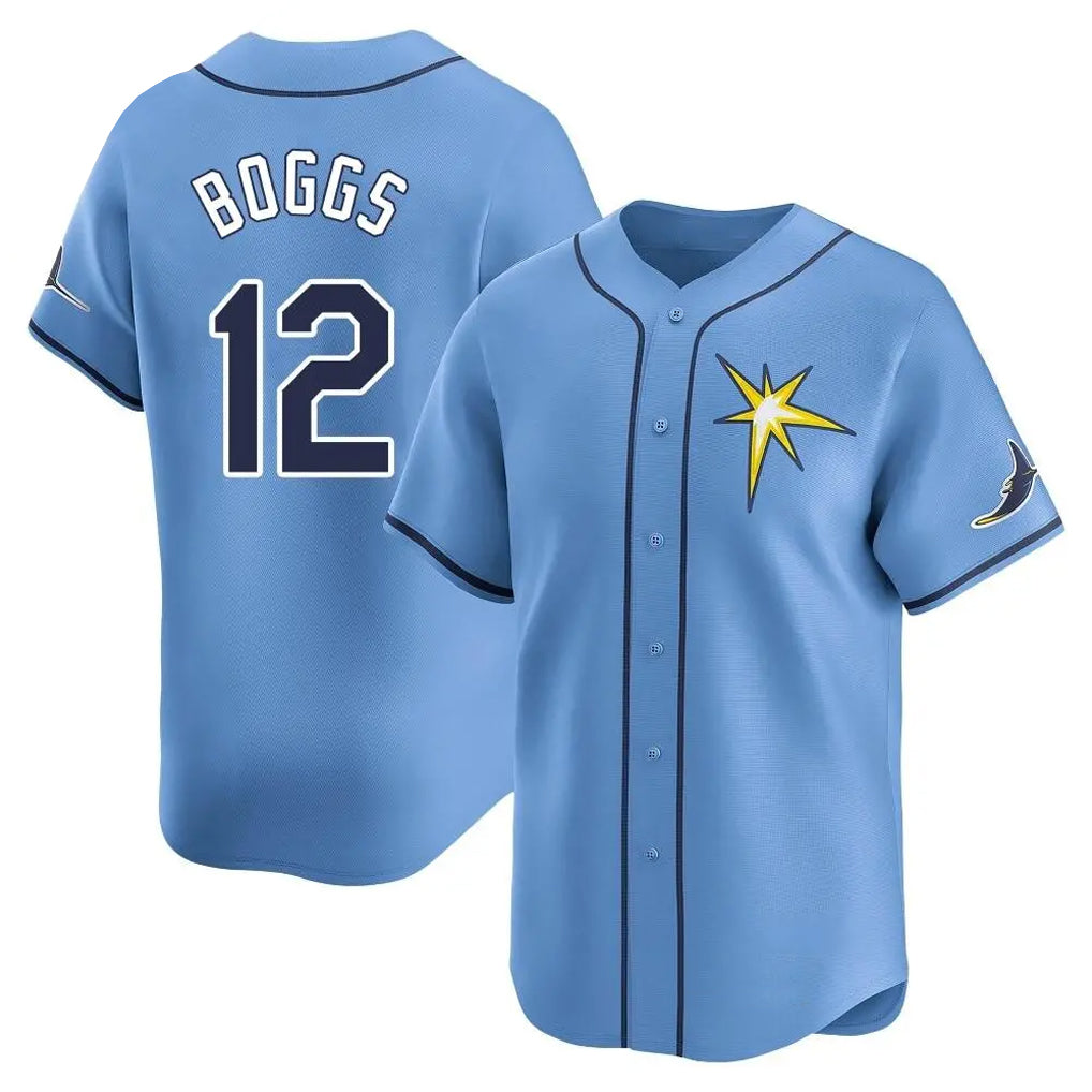Tampa Bay Rays #12 Wade Boggs Player Light Blue Home Limited Stitched Baseball Jerseys
