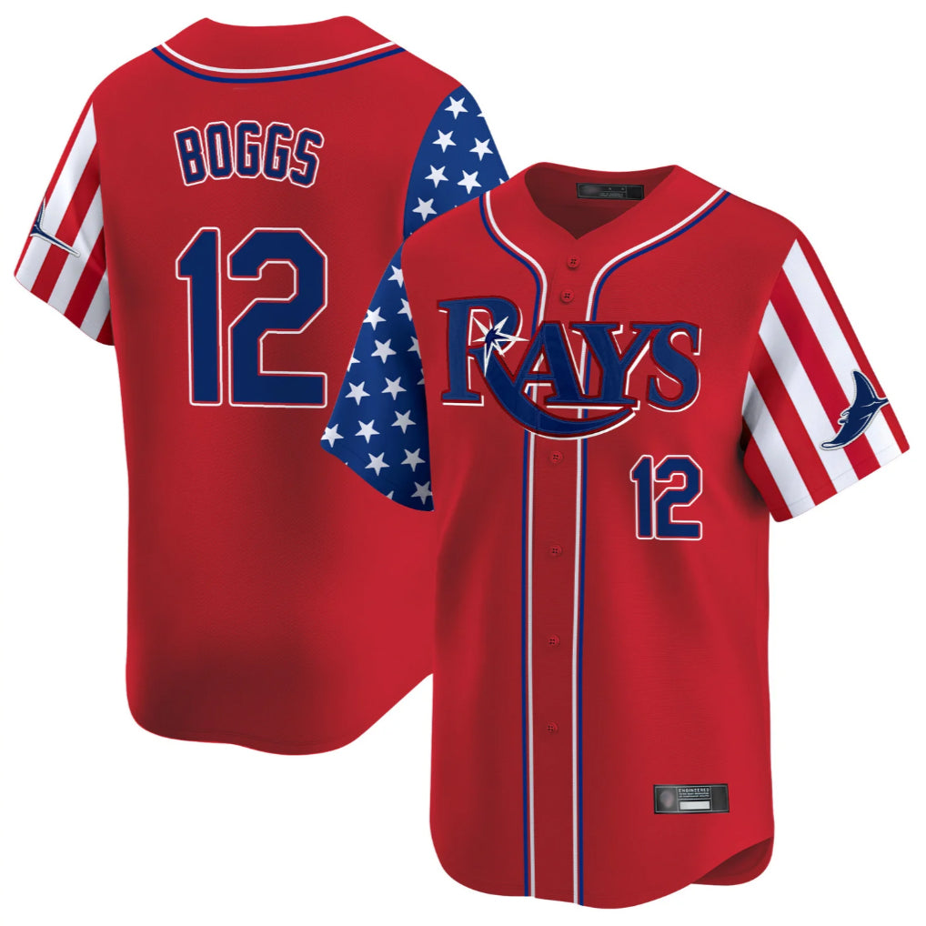 Tampa Bay Rays #12 Wade Boggs Player Red 2025 Independence Day Vapor Premier Limited Stitched Baseball Jerseys
