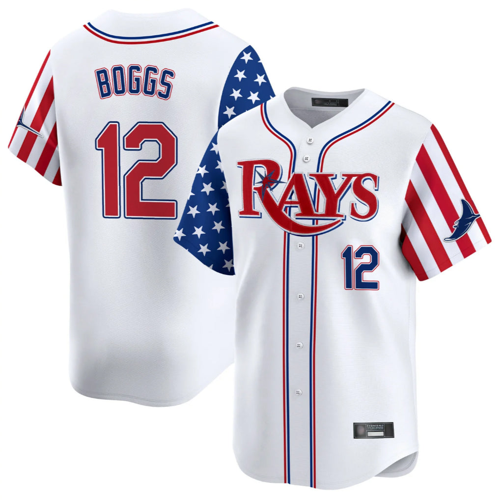 Tampa Bay Rays #12 Wade Boggs Player White 2025 Independence Day Vapor Premier Limited Stitched Baseball Jerseys