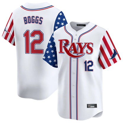 Tampa Bay Rays #12 Wade Boggs Player White 2025 Independence Day Vapor Premier Limited Stitched Baseball Jerseys