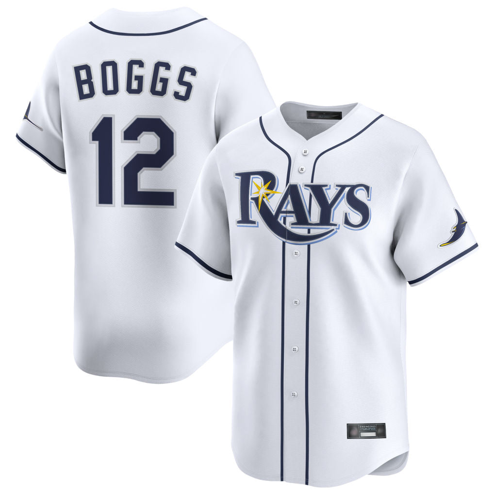 Tampa Bay Rays #12 Wade Boggs Player White Home Limited Stitched Baseball Jerseys