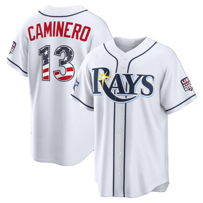 Tampa Bay Rays #13 Junior Caminero 2026 All-Star Edition Stars & Stripes White Stadium Stitched Baseball Jerseys