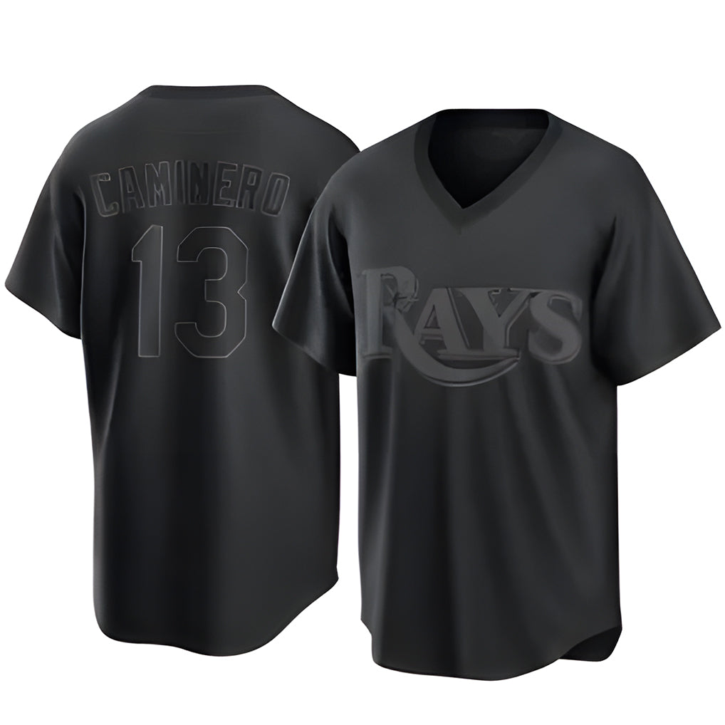 Tampa Bay Rays #13 Junior Caminero Player Black Home Game Stitched Baseball Jerseys