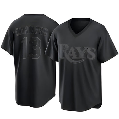 Tampa Bay Rays #13 Junior Caminero Player Black Home Game Stitched Baseball Jerseys