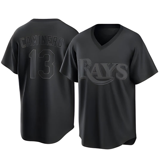 Tampa Bay Rays #13 Junior Caminero Player Black Home Game Stitched Baseball Jerseys