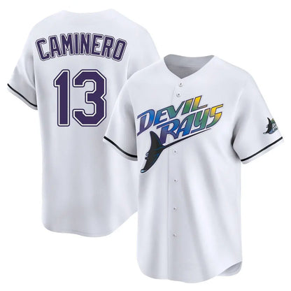 Tampa Bay Rays #13 Junior Caminero Player White City Connect Home Stitched Baseball Jerseys