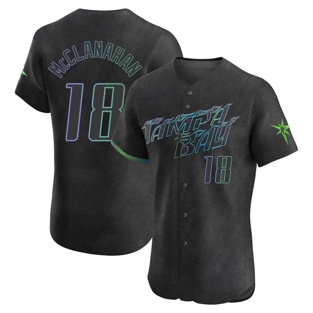 Tampa Bay Rays #18 Shane McClanahan Player Black City Connect Home Limited Elite Stitched Baseball Jerseys