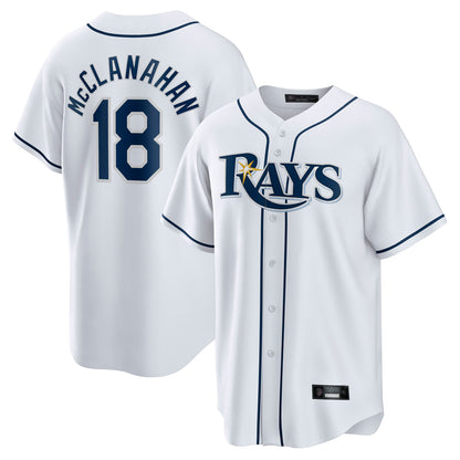 Tampa Bay Rays #18 Shane McClanahan Player White Home Game Stitched Baseball Jerseys