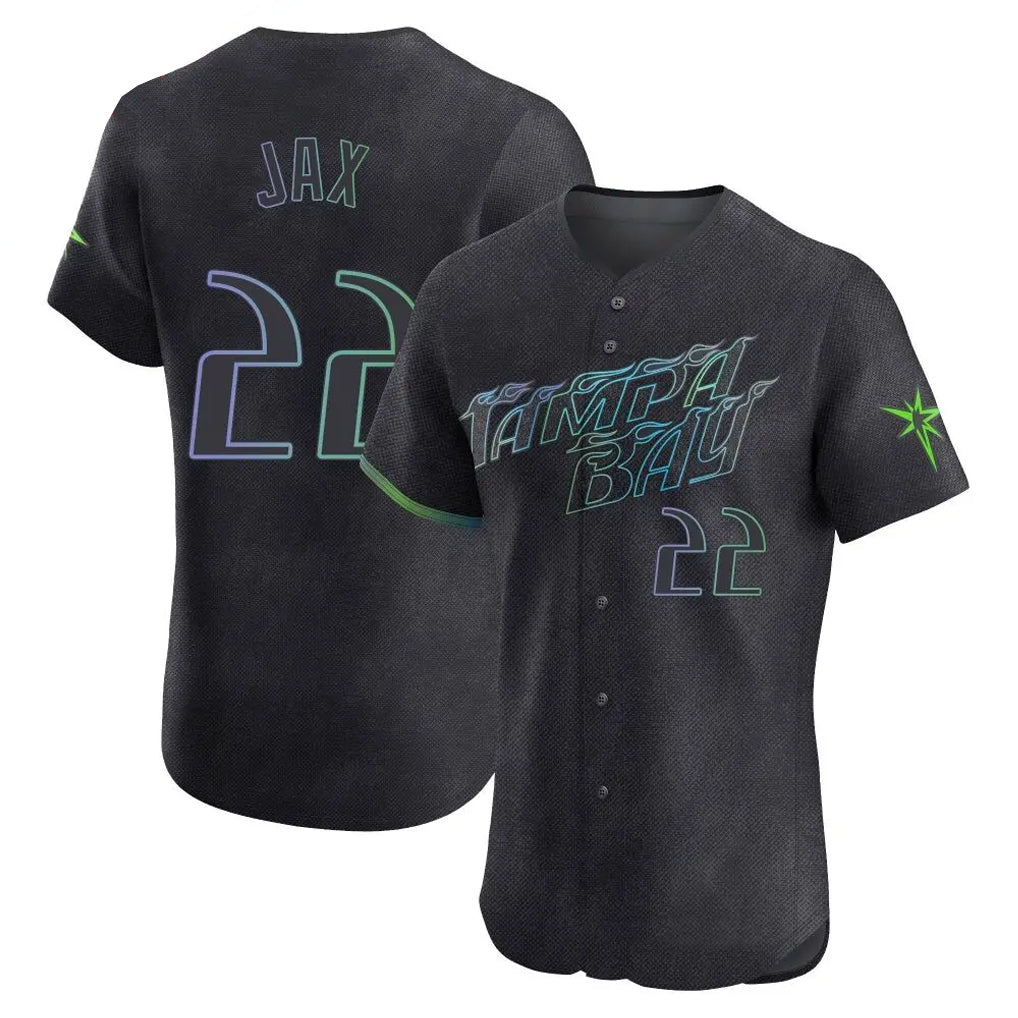 Tampa Bay Rays #22 Griffin Jax Player Black City Connect Home Limited Elite Stitched Baseball Jerseys
