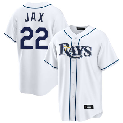 Tampa Bay Rays #22 Griffin Jax Player White Home Game Stitched Baseball Jerseys