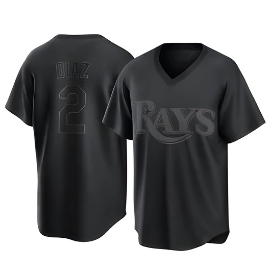 Tampa Bay Rays #2 Yandy Diaz Player Black Home Game Stitched Baseball Jerseys