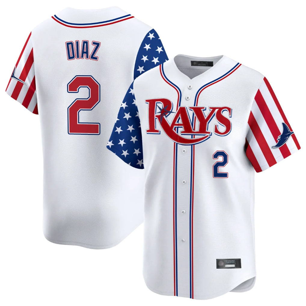 Tampa Bay Rays #2 Yandy Diaz Player White 2025 Independence Day Vapor Premier Limited Stitched Baseball Jerseys