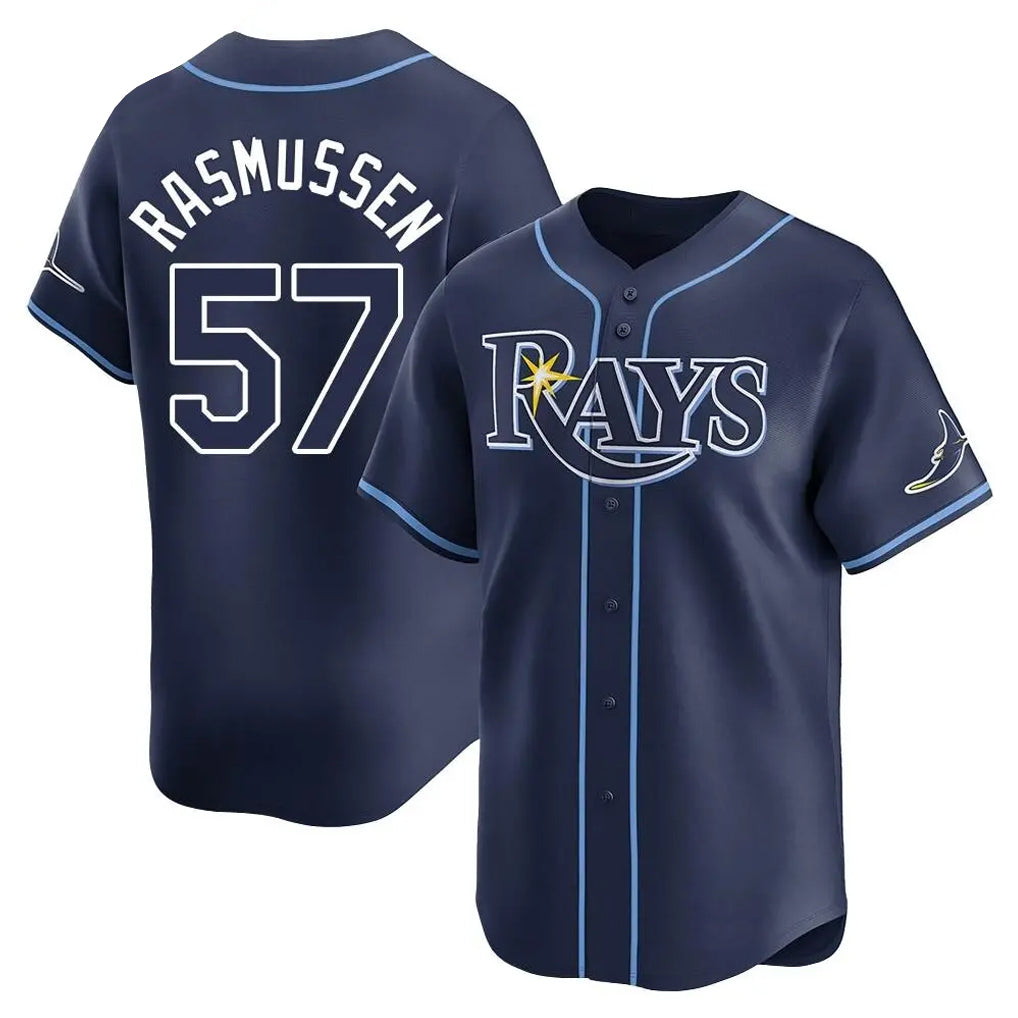 Tampa Bay Rays #57 Drew Rasmussen Player Navy Home Limited Stitched Baseball Jerseys