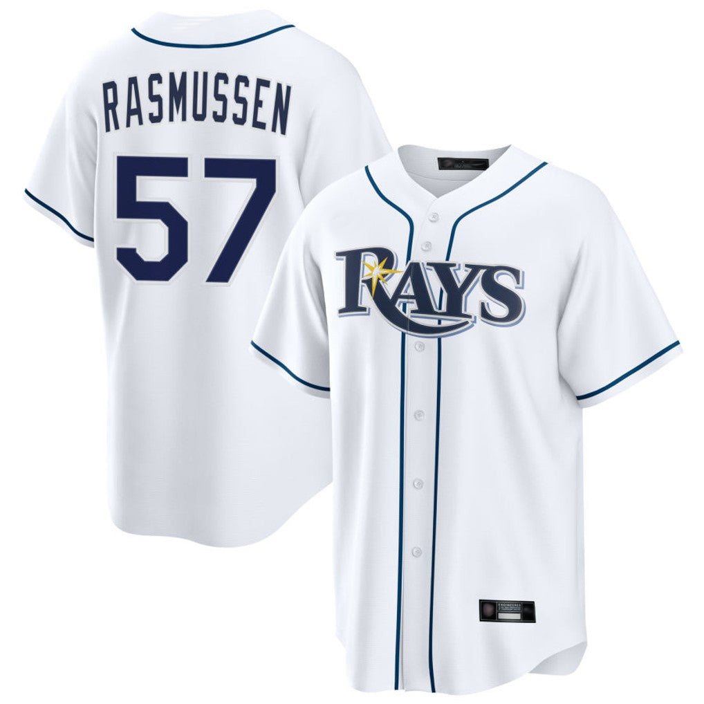 Tampa Bay Rays #57 Drew Rasmussen Player White Home Game Stitched Baseball Jerseys