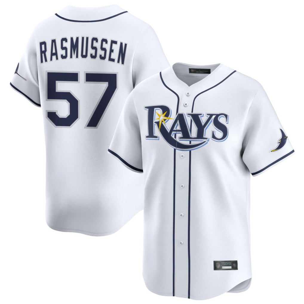 Tampa Bay Rays #57 Drew Rasmussen Player White Home Limited Stitched Baseball Jerseys