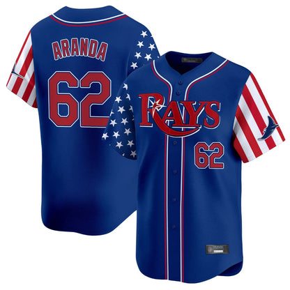 Tampa Bay Rays #62 Jonathan Aranda Player Royal 2025 Independence Day Vapor Premier Limited Stitched Baseball Jerseys