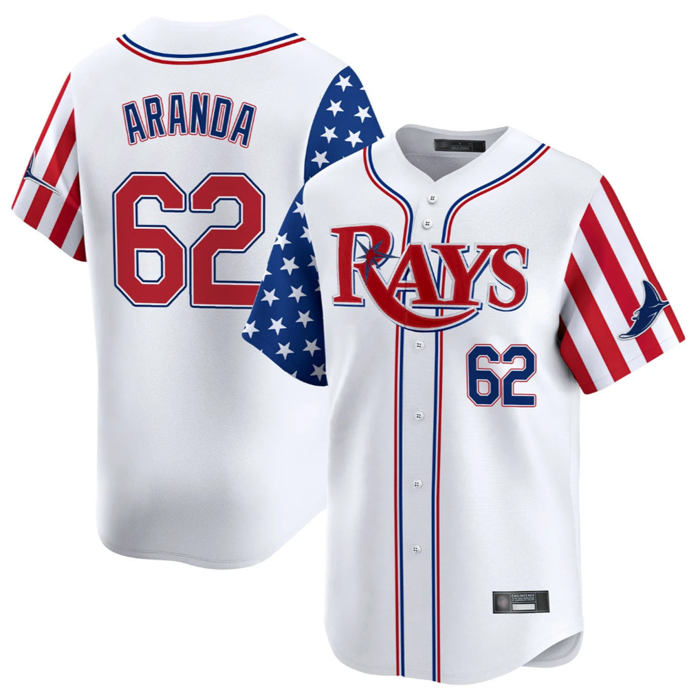 Tampa Bay Rays #62 Jonathan Aranda Player White 2025 Independence Day Vapor Premier Limited Stitched Baseball Jerseys