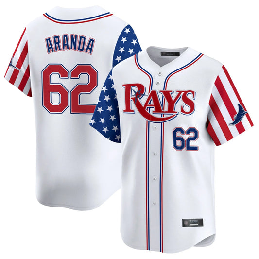 Tampa Bay Rays #62 Jonathan Aranda Player White 2025 Independence Day Vapor Premier Limited Stitched Baseball Jerseys