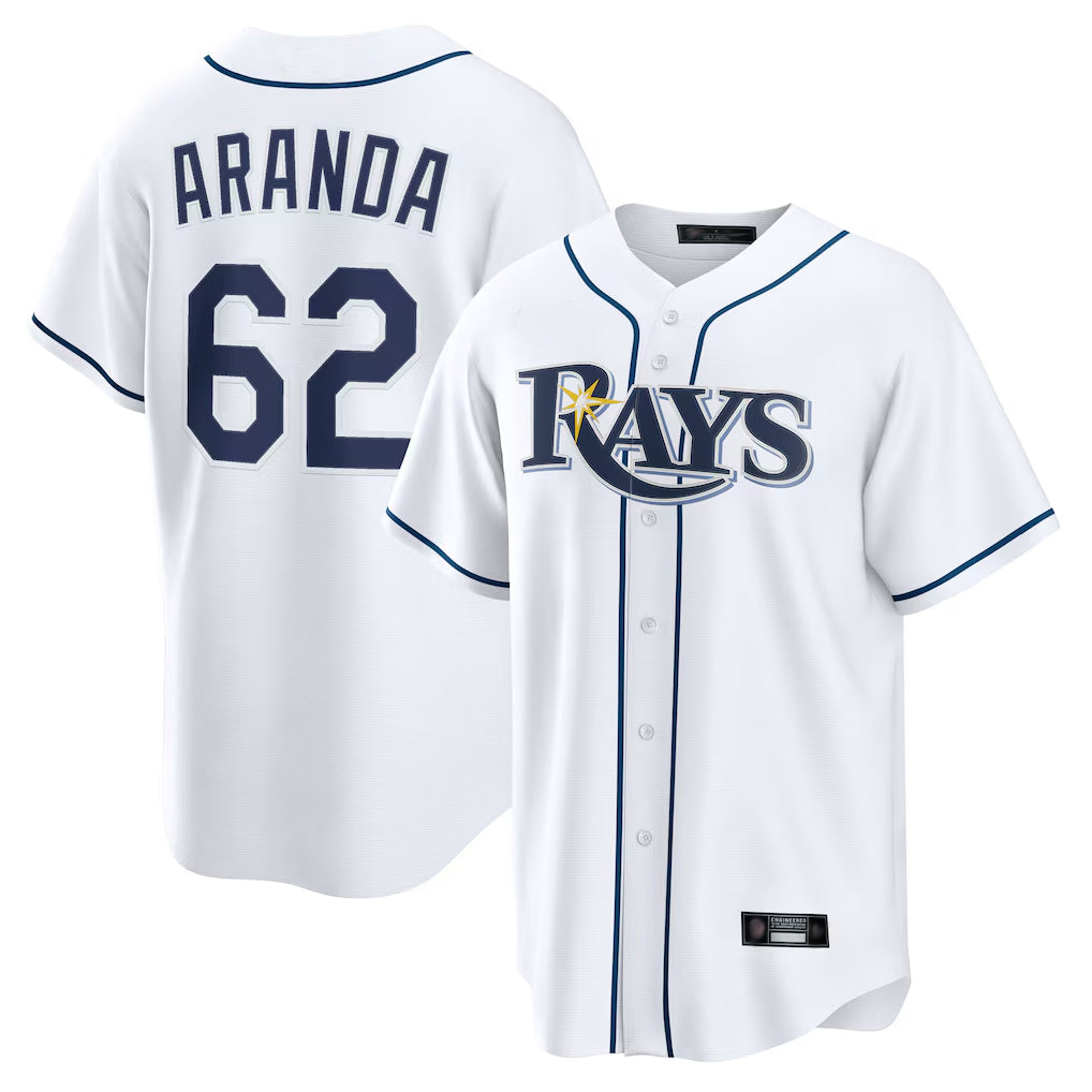 Tampa Bay Rays #62 Jonathan Aranda Player White Home Game Stitched Baseball Jerseys