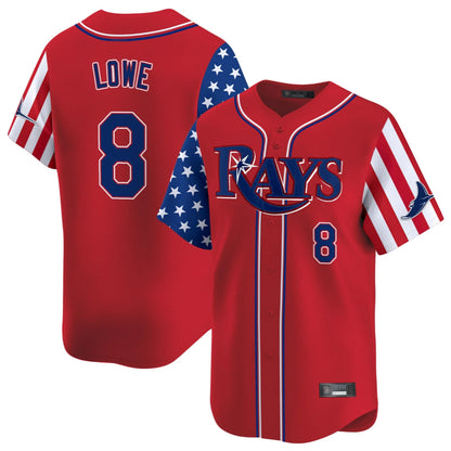 Tampa Bay Rays #8 Brandon Lowe Player Red 2025 Independence Day Vapor Premier Limited Stitched Baseball Jerseys