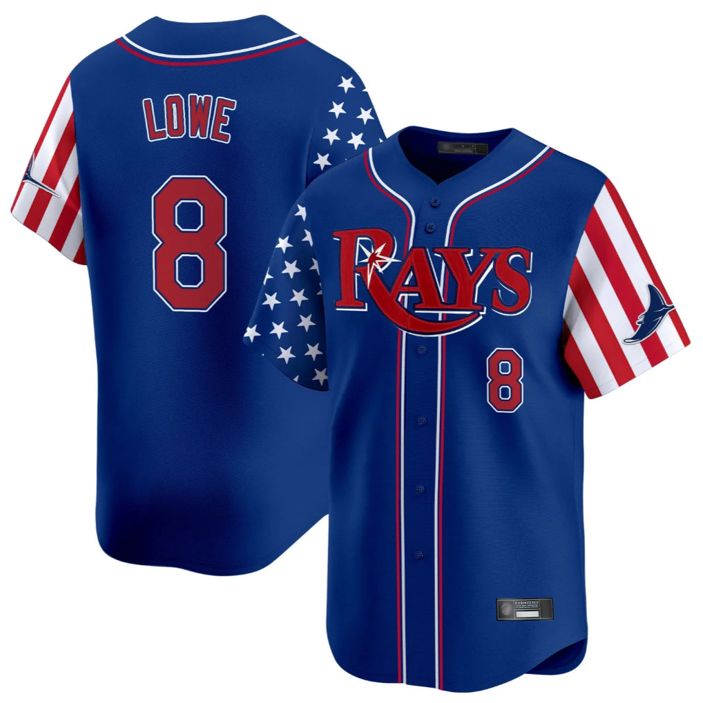 Tampa Bay Rays #8 Brandon Lowe Player Royal 2025 Independence Day Vapor Premier Limited Stitched Baseball Jerseys