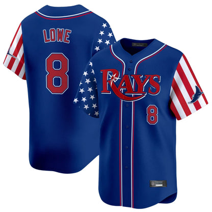 Tampa Bay Rays #8 Brandon Lowe Player Royal 2025 Independence Day Vapor Premier Limited Stitched Baseball Jerseys