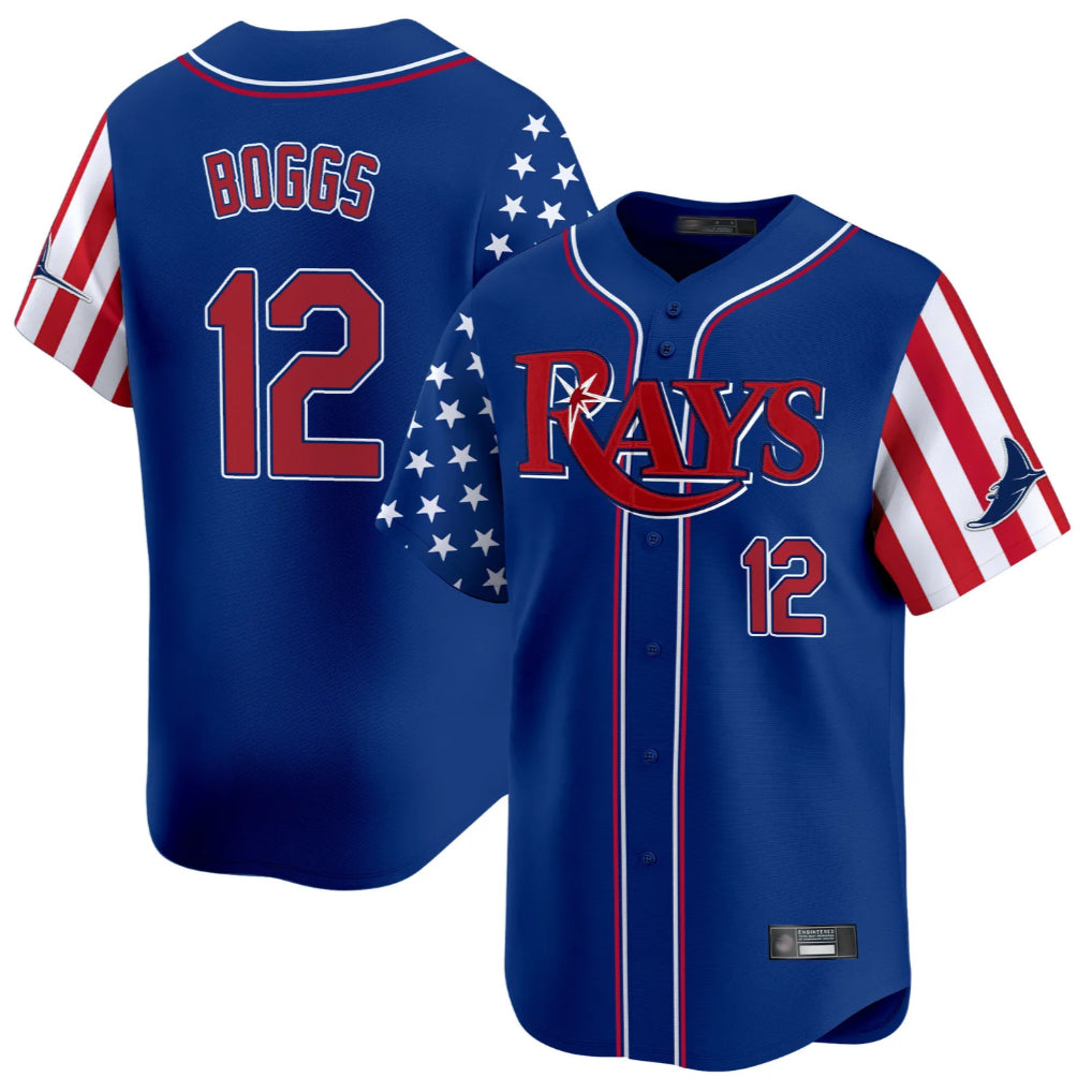 Tampa Bay Rays #12 Wade Boggs Player Royal 2025 Independence Day Vapor Premier Limited Stitched Baseball Jerseys