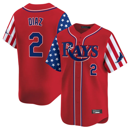 Tampa Bay Rays #2 Yandy Diaz Player Red 2025 Independence Day Vapor Premier Limited Stitched Baseball Jerseys