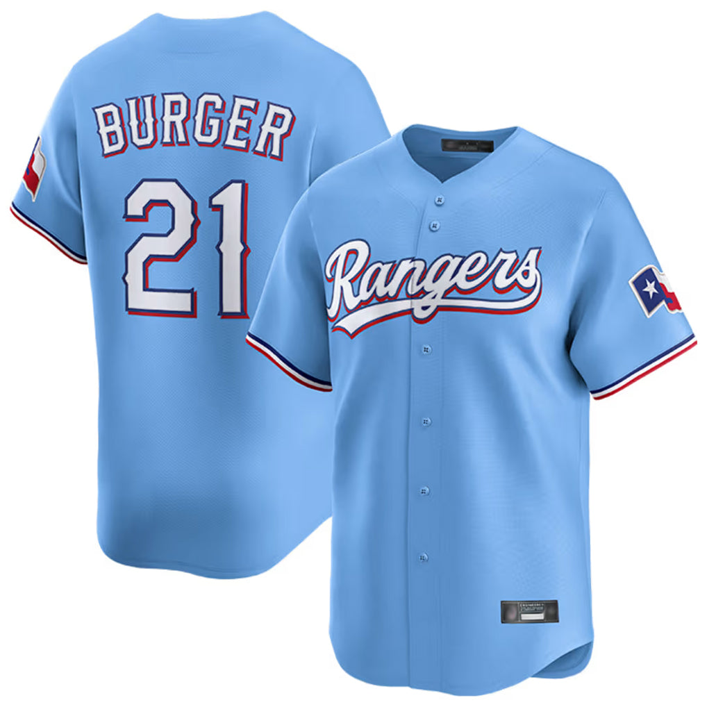 Texas Rangers #21 Jake Burger Player Light Blue Home Limited Stitched Baseball Jerseys