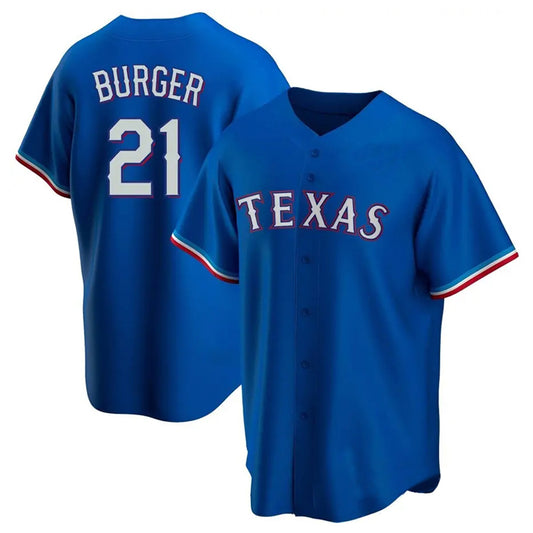 Texas Rangers #21 Jake Burger Player Royal Home Replica Game Stitched Baseball Jerseys