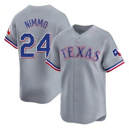 Texas Rangers #24 Brandon Nimmo Player Gray Home Limited Stitched Baseball Jerseys