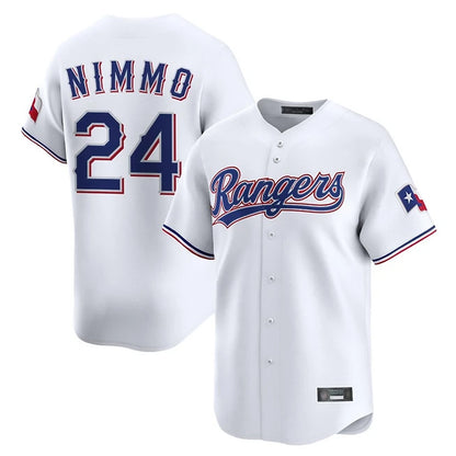 Texas Rangers #24 Brandon Nimmo Player White Home Limited Stitched Baseball Jerseys