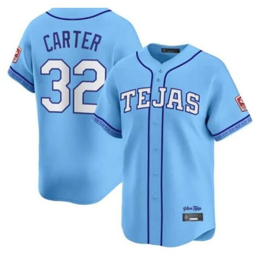 Texas Rangers #32 Evan Carter Player Blue 2026 City Connect Premier Stitched Baseball Jerseys