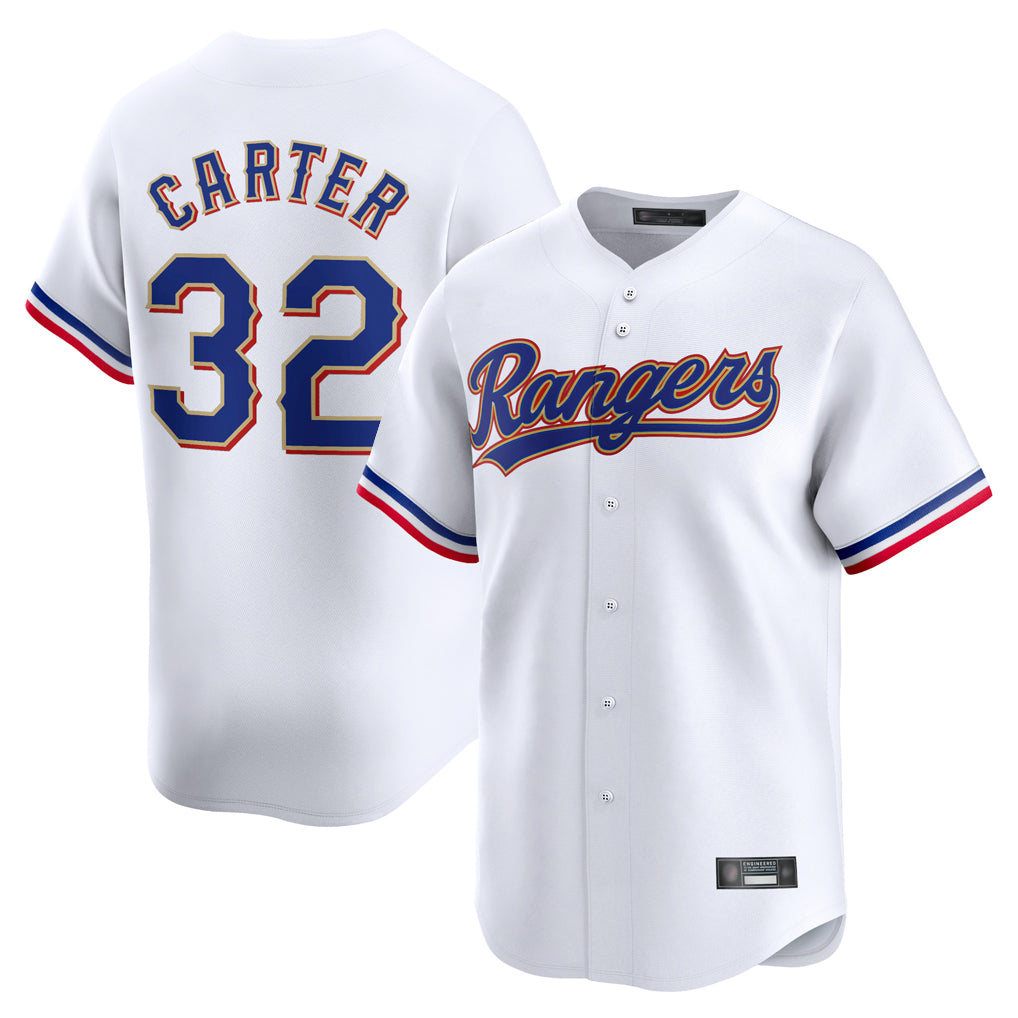 Texas Rangers #32 Evan Carter Player Gold Collection Limited Edition White Stitched Baseball Jerseys