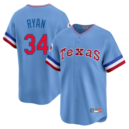 Texas Rangers #34 Nolan Ryan Player Light Blue Cooperstown Collection Limited Stitched Baseball Jerseys