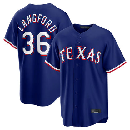 Texas Rangers #36 Wyatt Langford Player Royal Home Game Stitched Baseball Jerseys