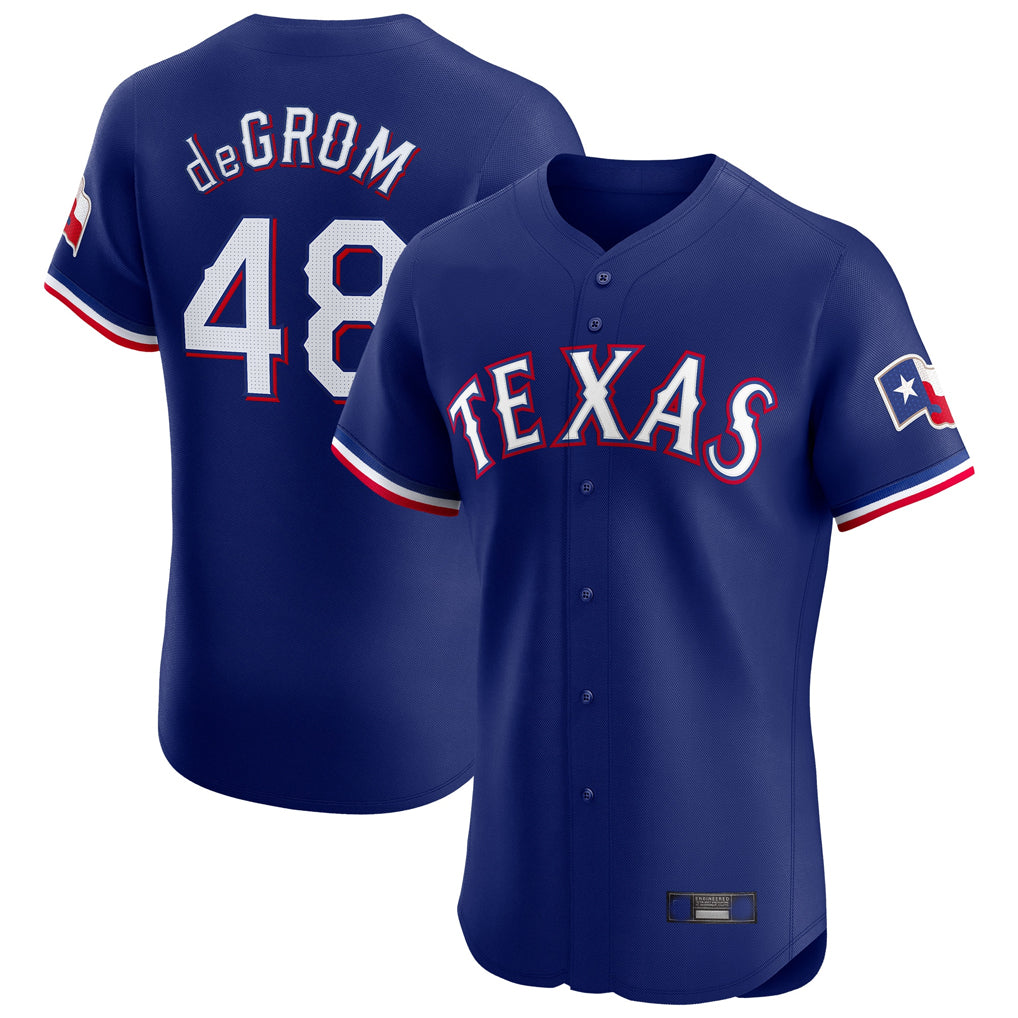 Texas Rangers #48 Jacob deGrom Player Royal Elite Home Limited Stitched Baseball Jerseys
