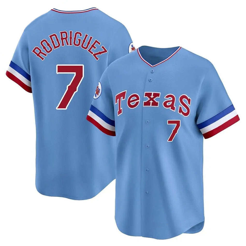 Texas Rangers #7 Ivan Rodriguez Player Light Blue Cooperstown Collection Limited Stitched Baseball Jerseys