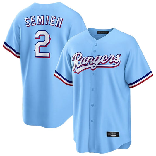 Texas Rangers #2 Marcus Semien Player Light Blue Replica Game Stitched Baseball Jerseys