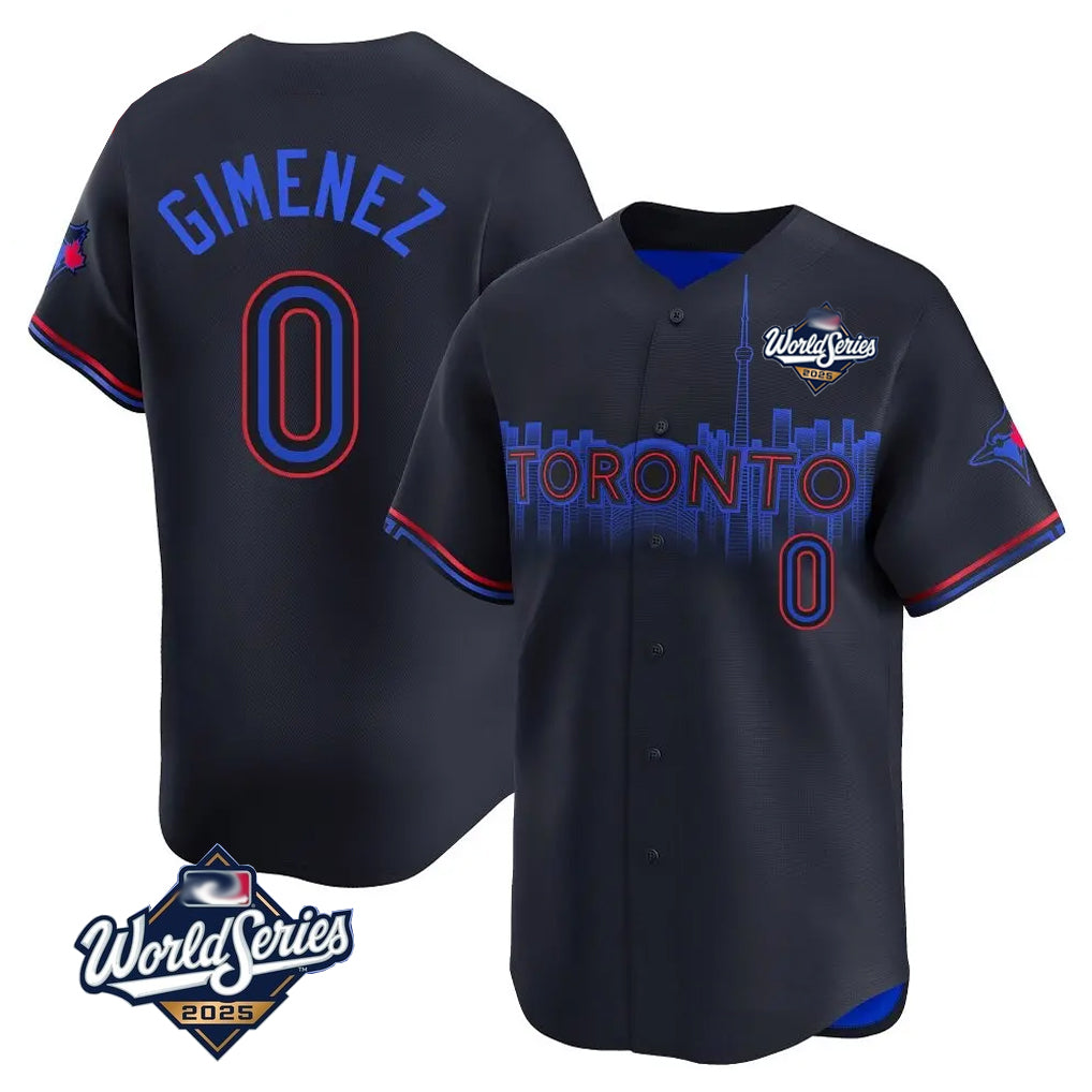 Toronto Blue Jays #0 Andres Gimenez Player Black 2025 World Series City Connect Stitched Baseball Jerseys