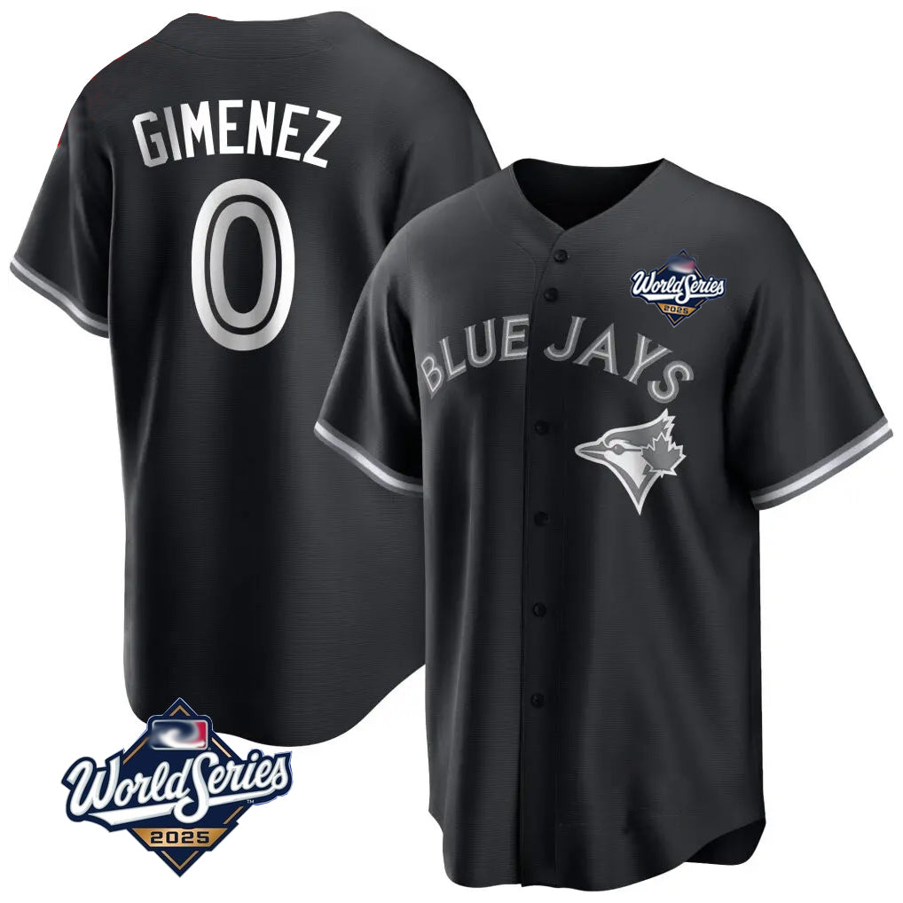 Toronto Blue Jays #0 Andres Gimenez Player Black 2025 World Series Game Stitched Baseball Jerseys