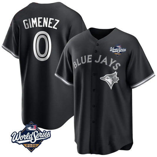 Toronto Blue Jays #0 Andres Gimenez Player Black 2025 World Series Game Stitched Baseball Jerseys
